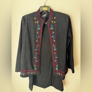 Elementz Black Top with Red Embroidery